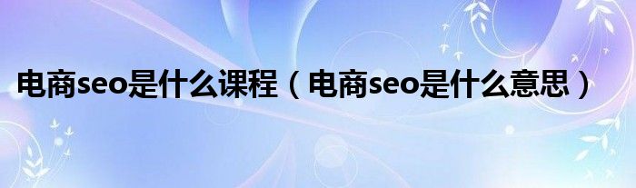 电商是啥